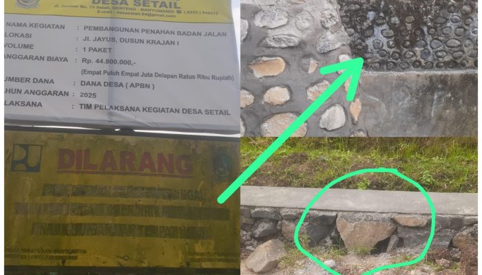 Dugaan Proyek Sumber dari Dana Desa (DD) Setail Asal Jadi, dan Tidak Sesuai Spefikasi