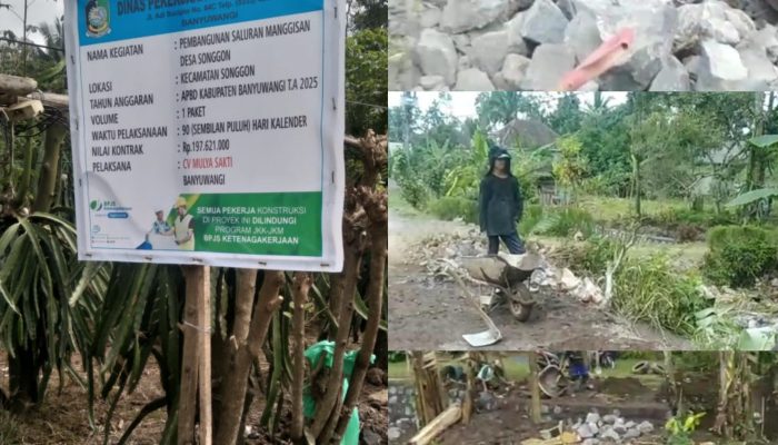 Dugaan Proyek Asal-Asalan Dikerjakan  oleh CV MULYA SAKTI di Desa Songgon