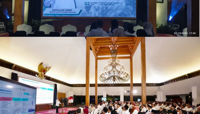Di Banyuwangi, Mensos Kumpulkan Camat hingga Kades Ajak Sukseskan Digitalisasi Bansos.