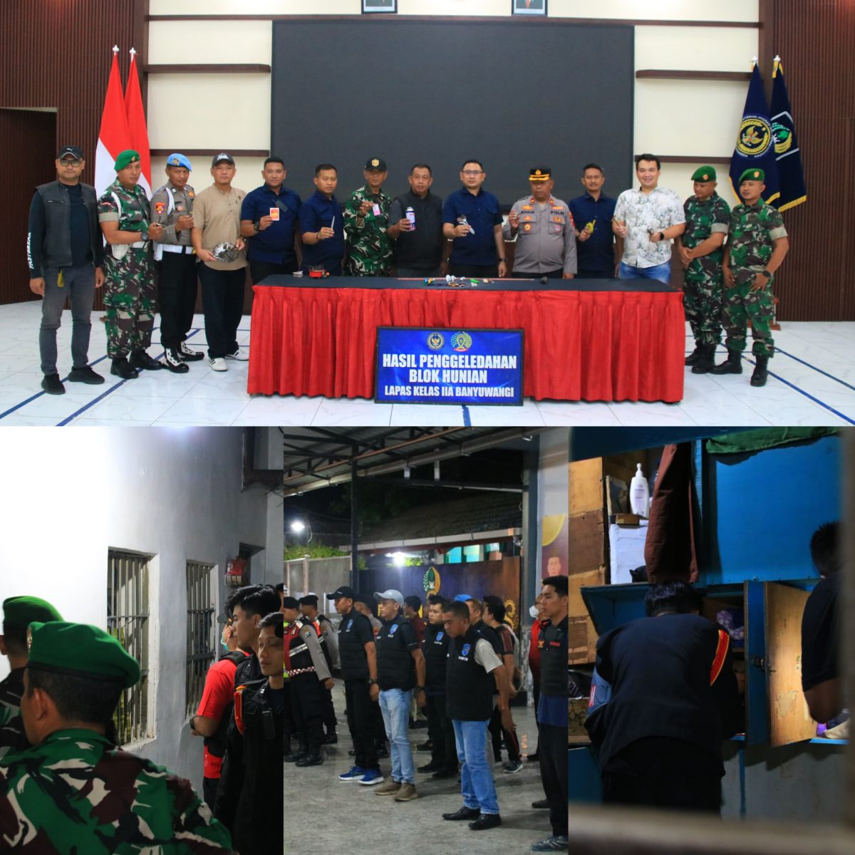 Sinergi dengan TNI-Polri, Kamar Hunian Lapas Banyuwangi Digeledah dan Warga Binaan Dites Urine.