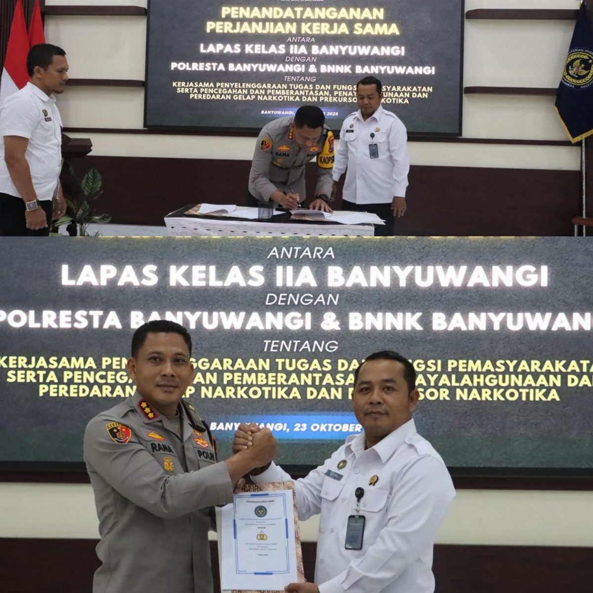 Sinergi untuk Integritas dan Anti-Narkoba: Polresta, BNNK, dan Lapas Banyuwangi Teguhkan Komitmen Bersama.
