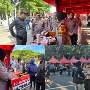 Polresta Banyuwangi Sapa Warga CFD, Gaungkan Rekrutmen Transparan SMA Kemala Taruna & Bintara Brimob.