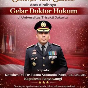 PW-FRN DPC Banyuwangi Sampaikan Ucapan Selamat atas Raihan Gelar Doktor Hukum Kapolresta Banyuwangi.