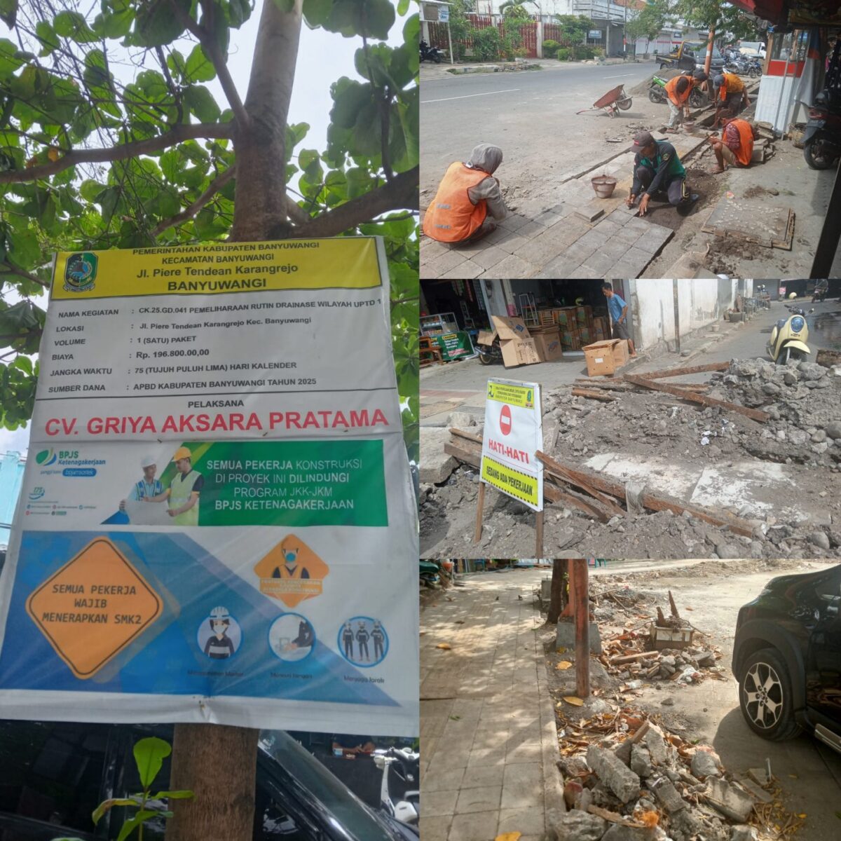 Sisa Material Drainase di Jalan Piere Tendean Karangrejo, Dikeluhkan Warga!!!.