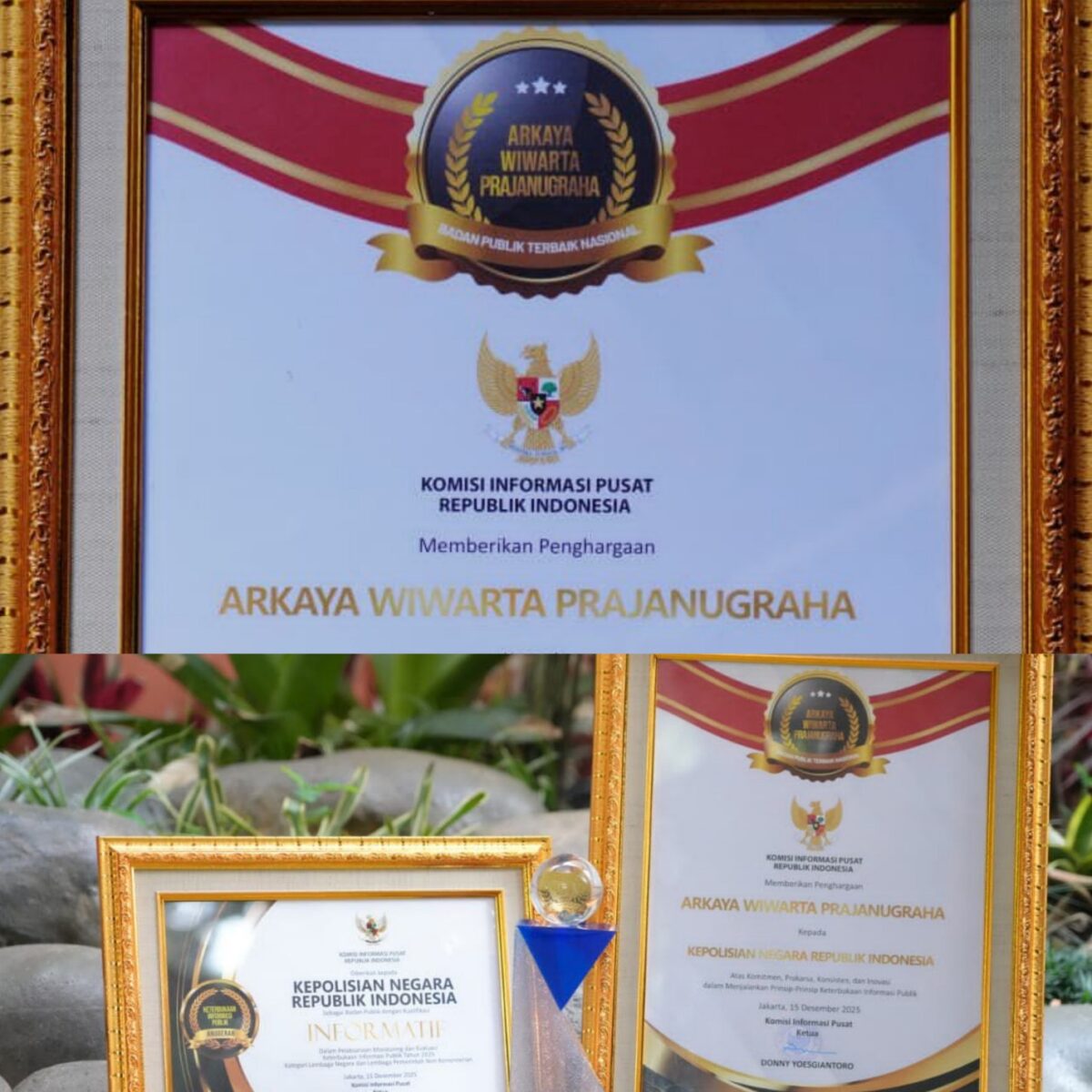 Dinobatkan sebagai Badan Publik Terbaik Nasional, Polri Sabet Arkaya Wiwarta Prajanugraha dalam Monev KIP 2025.