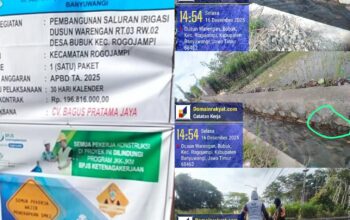 Proyek Irigasi di Rogojampi Disorot, Batu Lama Diduga Dipakai Kembali dan Tak Sesuai Spesifikasi.