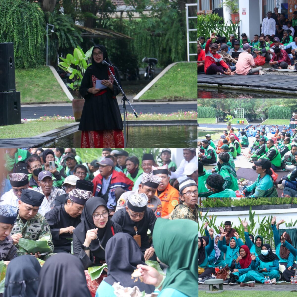 Peringatan Hari Jadi Banyuwangi (Harjaba) ke-254 Bupati Ipuk Fiestiandani, Tasyakuran dan Sarapan Masi Bungkus Bareng Berbagai Elemen Masyarakat di Halaman Pemkab.
