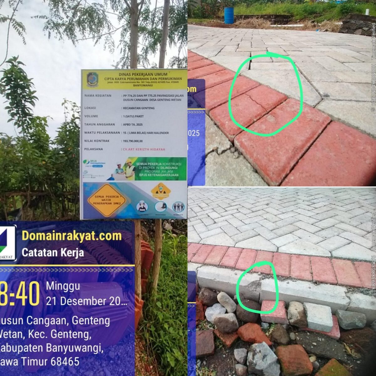 Aroma Pembiaran??? Proyek Pavingisasi di Dusun Cangaan Diduga Tak Sesuai Spesifikasi, Pengawasan PU Dipertanyakan.