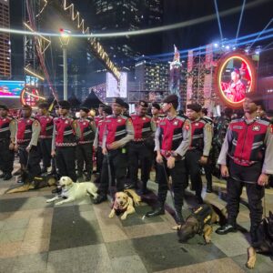 Baharkam Polri Kerahkan K-9 Jaga Keamanan Perayaan Tahun Baru di HI.
