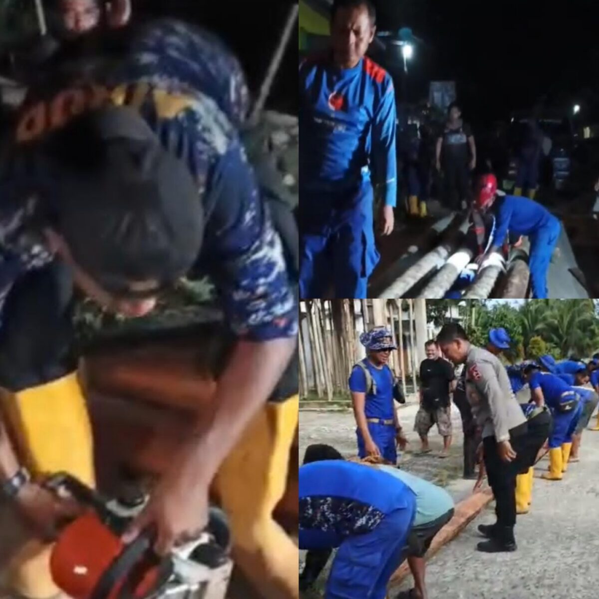 Tim SAR Korpolairud Bangun Jembatan Sementara di Korong Maranci, Padang Pariaman.