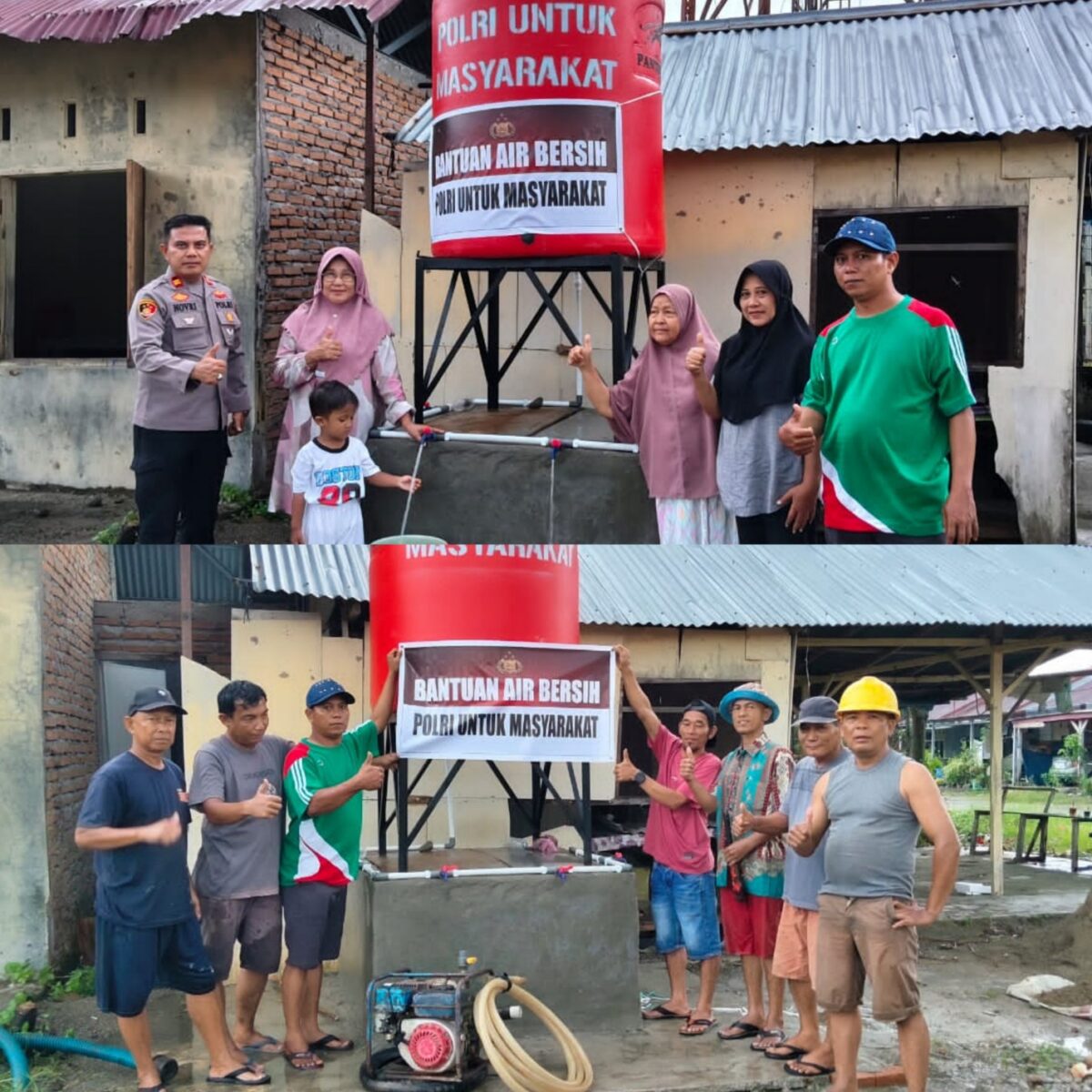 Polri Bangun Puluhan Sumur Bor, Warga Padang Pariaman Mulai Nikmati Air Bersih Pascabencana.