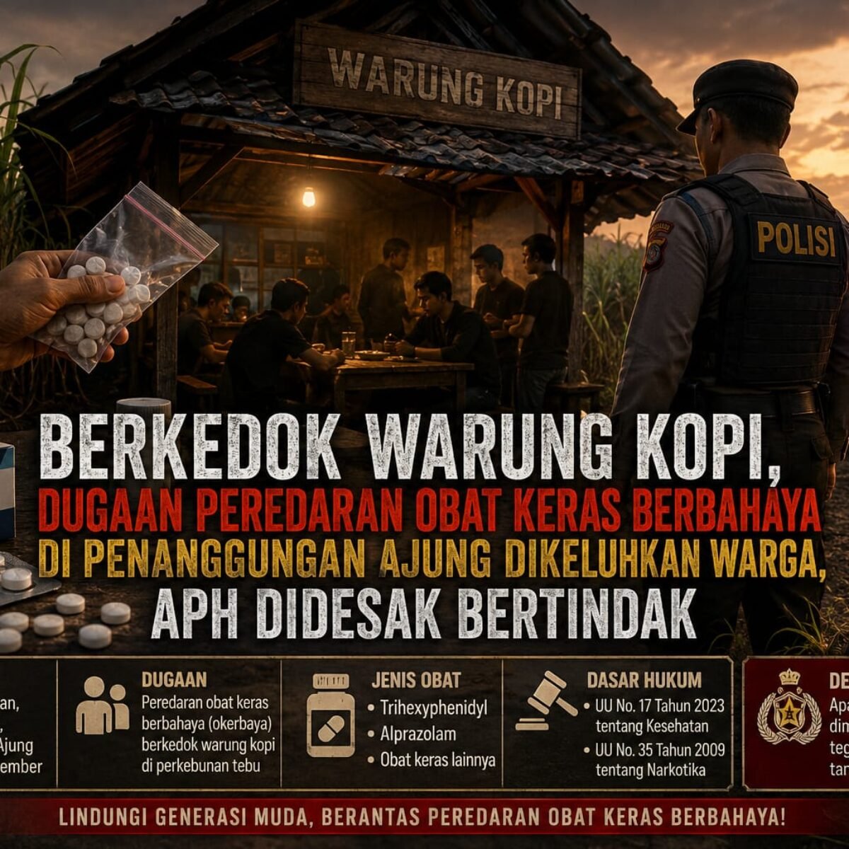Berkedok Warung Kopi, Dugaan Peredaran Obat Keras Berbahaya di Penanggungan Ajung Dikeluhkan Warga, APH Didesak Bertindak