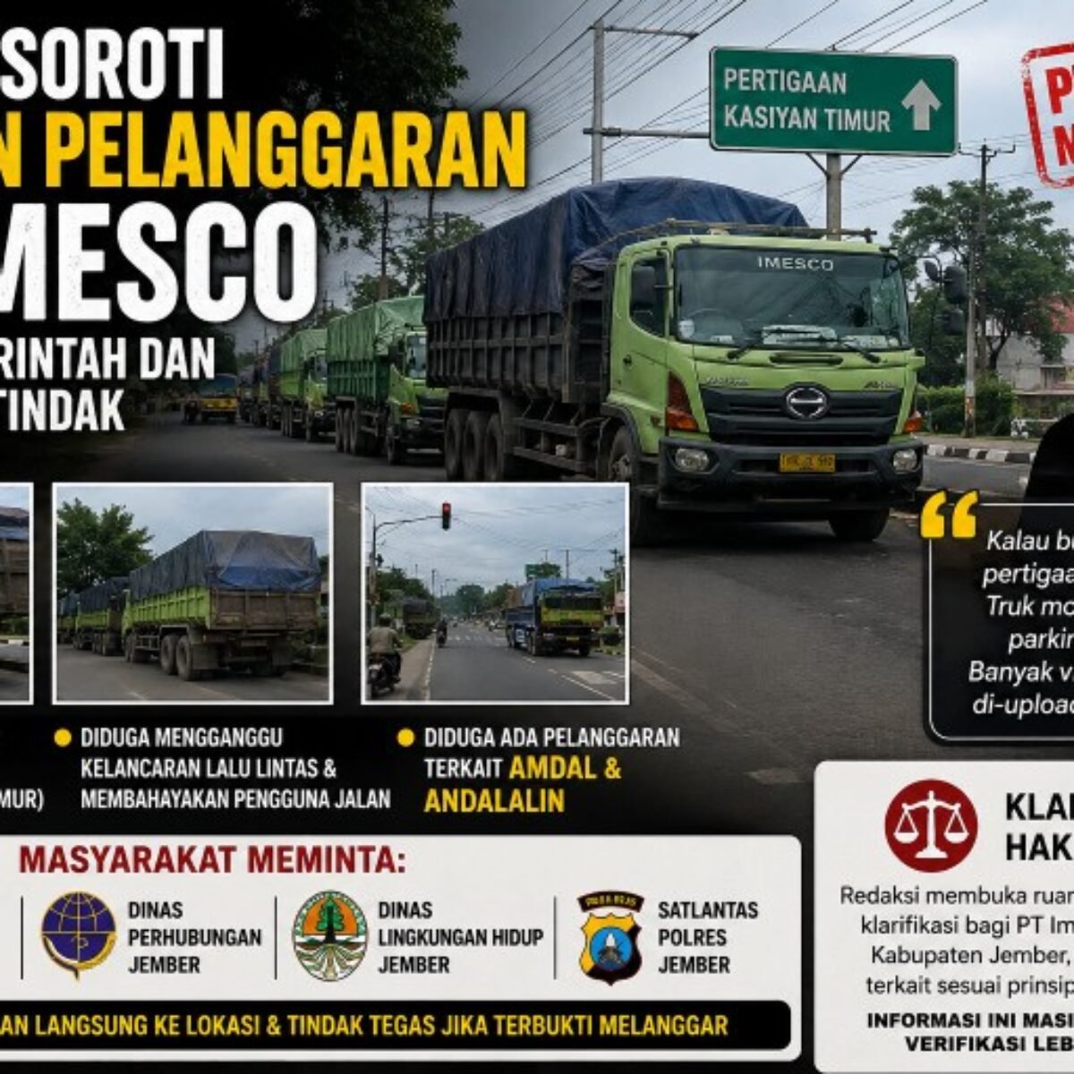 Pengaduan Masyarakat : Warga Soroti Dugaan Pelanggaran PT Imesco, Minta Pemerintah dan Aparat Bertindak