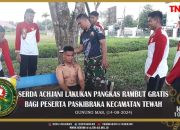 Serda Achjani Lakukan Pangkas Rambut Gratis Bagi Peserta Paskibraka Kecamatan Tewah 