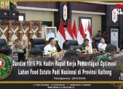 Dandim 1016/Plk Hadiri Rapat Kerja Pemantapan Optimasi Lahan Food Estate Padi Nasional di Provinsi Kalteng