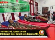 Sambut HUT TNI Ke-79, Jajaran Koramil Kodim 1015/Sampit Gelar Donor Darah Bersama PMI