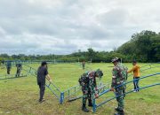 Kodim 1019/Katingan Gotong Royong Dirikan Tenda Pembukaan TMMD Reguler Ke-123 