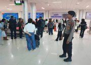 Jelang Mudik Lebaran, Satpamobvit Polresta Palangka Raya Perketat Pengamanan di Bandara Tjilik Riwut  