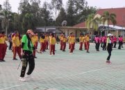 Jaga Kebugaran Tubuh, Kapolres Pulang Pisau Bersama Anggota dan Bhayangkari Laksanakan Senam Bersama