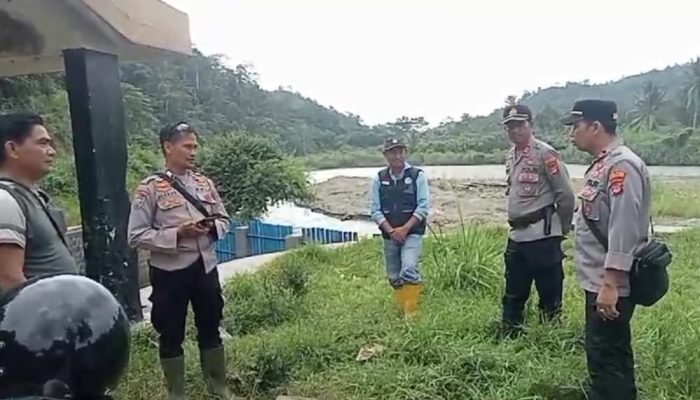 Dua Kapolsek Pantau Pergerakan Gajah Liar di Sebrang Sungai Semaka Tanggamus