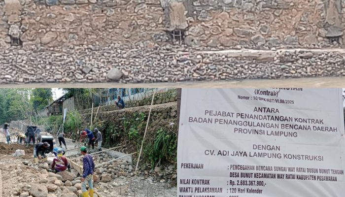 FOKAL Bongkar Dugaan Korupsi Proyek Tanggul Way Ratai Rp2,6 Miliar: Talud Ambrol, Beton Tak Dicor!