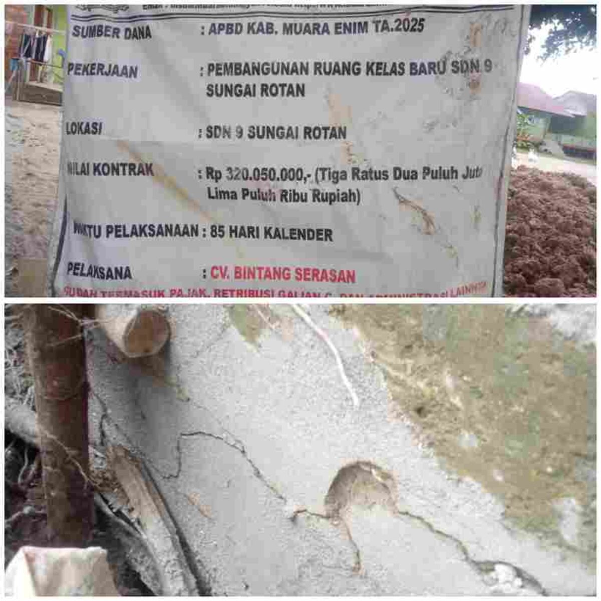 Pondasi Retak, Mutu Dipertanyakan! Warga Sukamerindu Protes Pembangunan SD Negeri 09 Diduga Asal Jadi