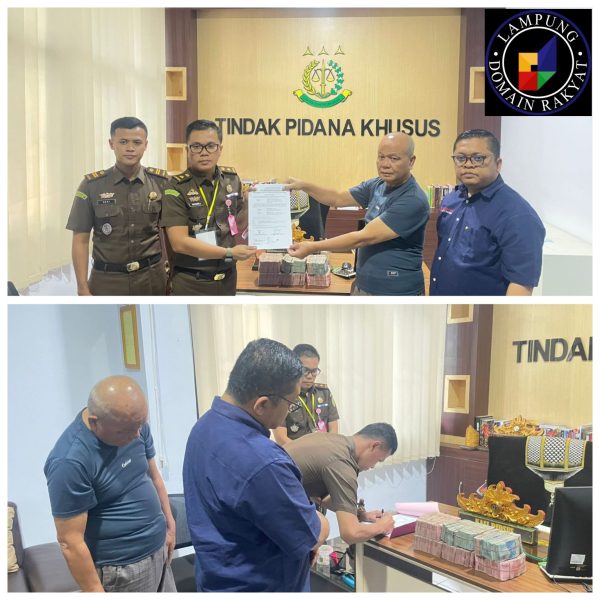 Penyidik Pidana Khusus Kejari Lampung Barat Terima Titipan Uang Kerugian Negara Sebesar Rp 500 Juta