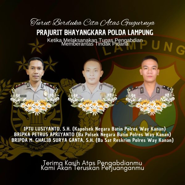 Gerebek Judi Sabung Ayam, 3 Anggota Polres Way Kanan Gugur Saat Bertugas