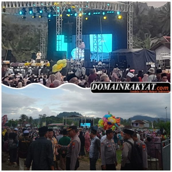 Polresta Banyuwangi terjunkan personel Pengamanan; Khidmat dan Meriah Ribuan Warga Hadiri Pengajian Akbar “Banyuwangi Bersholawat” di Glenmore;a