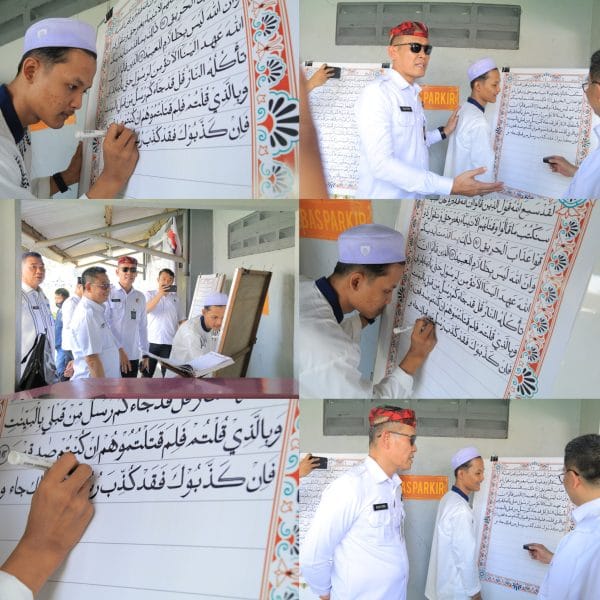 Peragaan Penulisan Al-Quran oleh Warga Binaan Lapas Banyuwangi Warnai Deklarasi Bersih dari Narkoba dan HP Ilegal