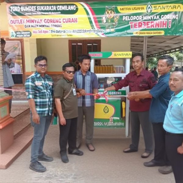 BUMDES SUKARAJA GEMILANG RESMIKAN MITRA USAHA SANTARA POM MINYAK GORENG CURAH BERKUALITAS