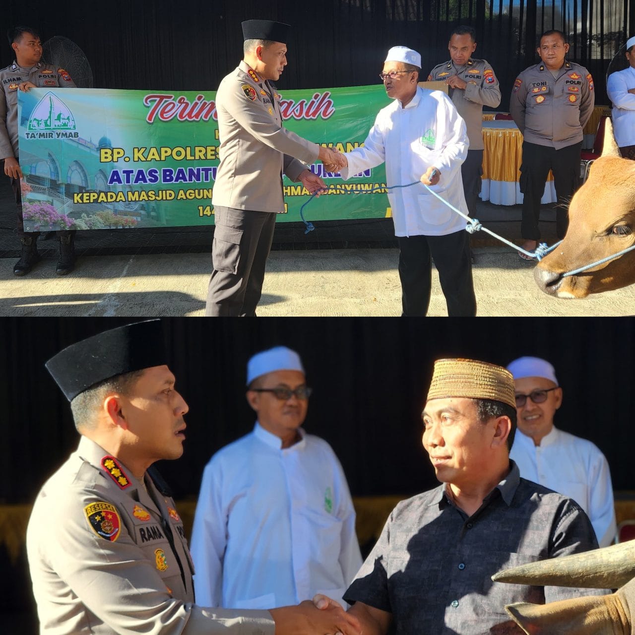 Polresta Banyuwangi Serahkan Puluhan Hewan Kurban Jelang Idul Adha 1446 H