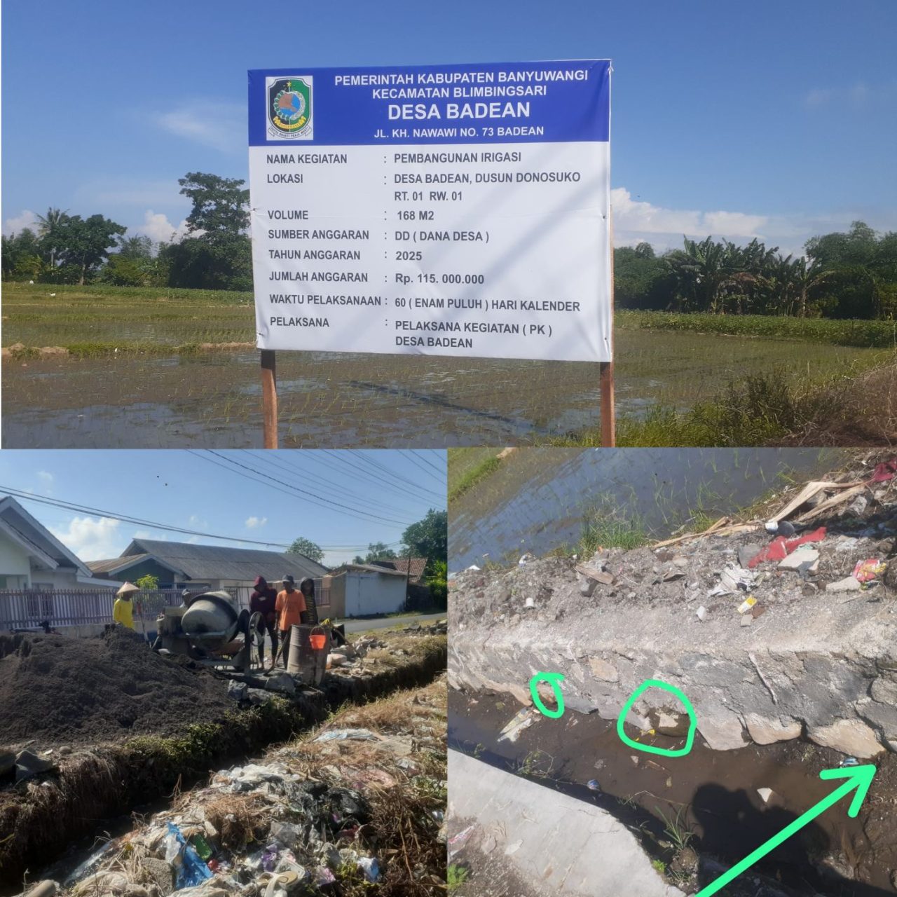 Diduga Proyek Irigasi di Desa Badean Tidak Memakai K3 Sumber Anggaran Dana Desa (DD)