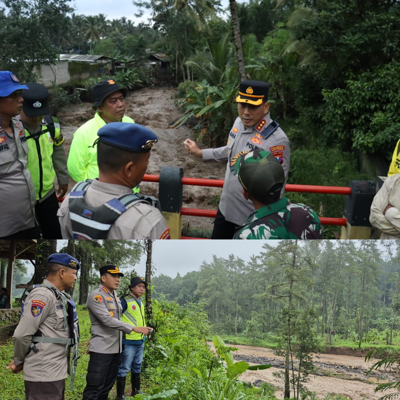 Kapolresta Banyuwangi Tinjau Langsung Lokasi Pencarian Pelajar Hanyut di Sungai Badeng   