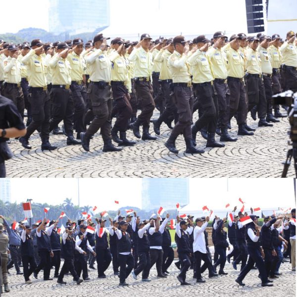 Satpam dan Potmas Ikut Ambil Bagian dalam Devile Hari Bhayangkara ke-79 di Monas