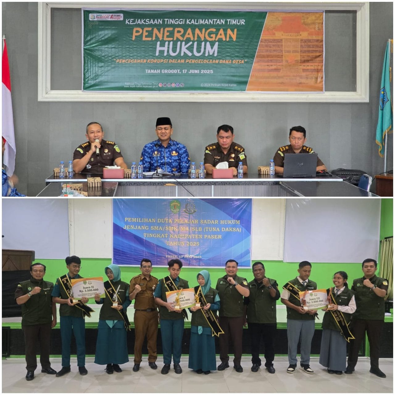 Kejati Kaltim Berikan Penerangan Hukum Di Kecamatan Tanah Grogot Dan Pemilihan Duta Pelajar Sadar Hukum Jenjang SMA/SMK/MA/SLB (Tuna Daksa) Di Kabupaten Paser Tahun 2025