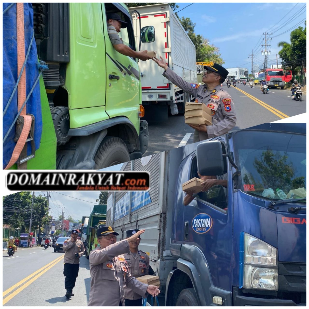 Polisi Peduli : Polresta Banyuwangi Berbagi Nasi Kotak untuk Sopir Truk di Jalur Pelabuhan Ketapang