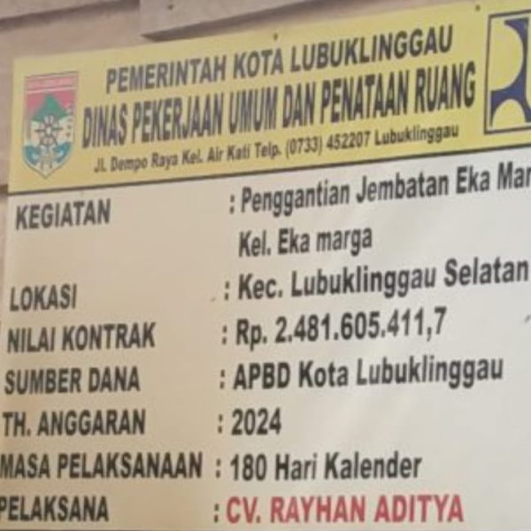 Pembangunan Jembatan Eka Marga di Lubuklinggau Selatan II Diduga Kuat Adanya Penyimpangan Anggaran