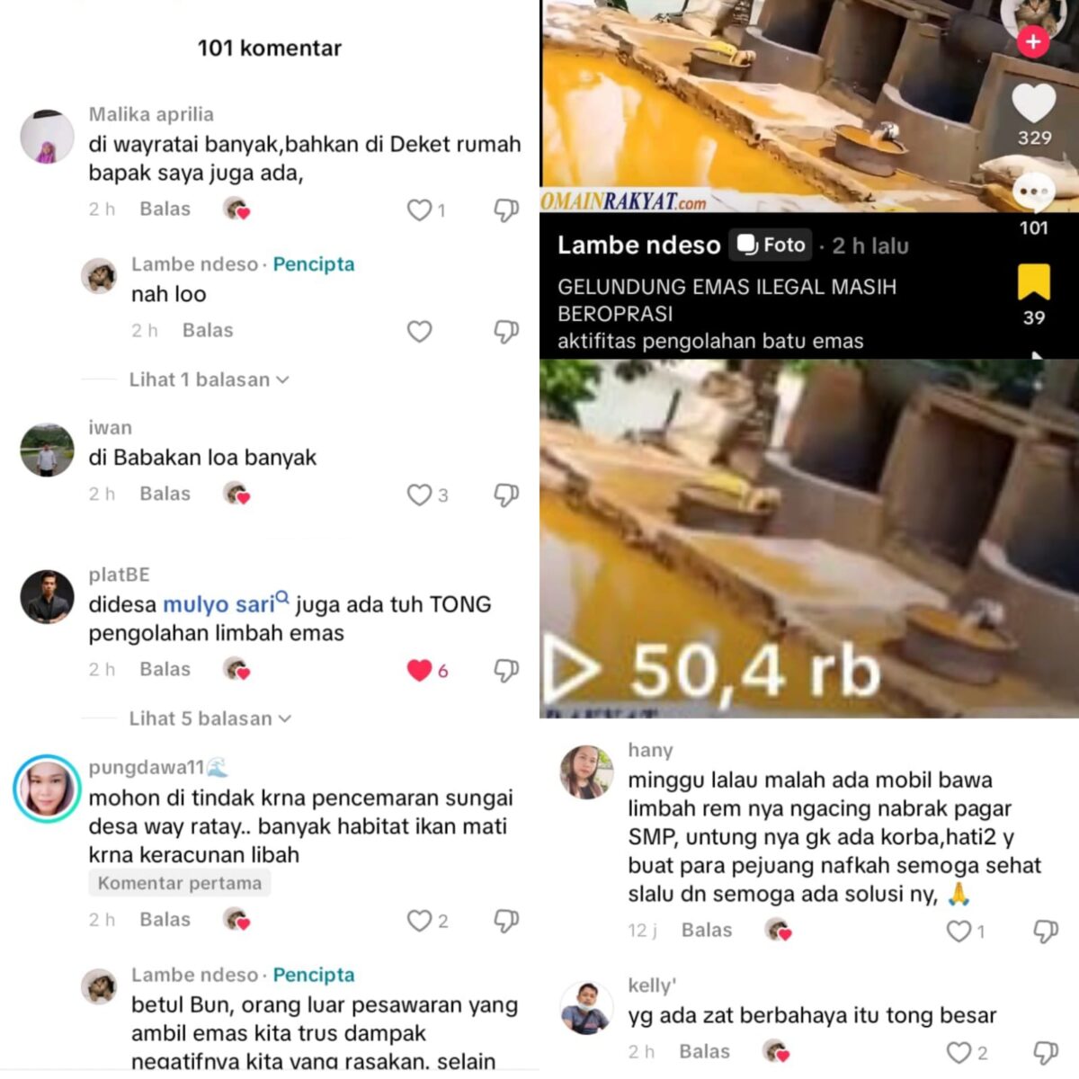 Viral Unggahan TikTok Ungkap Tambang Emas Diduga Ilegal Tetap Beroperasi di Pesawaran’ Netizen Geram!
