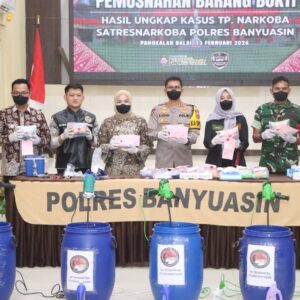 Gelar Pemusnahan Barang Bukti Sabu 21,9 Kg , Polres Banyuasin Selamatkan 110.000 Jiwa