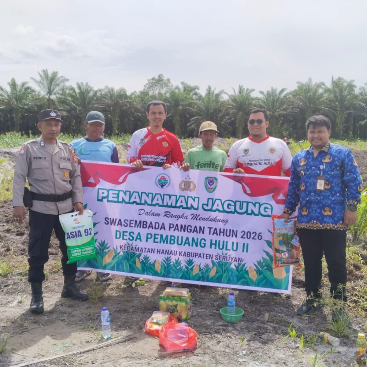 Siap Dukung Swasembada Pangan,Lahan Desa Pembuang Hulu ll di Tanami Jagung.