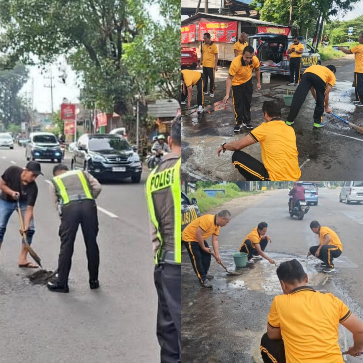 Operasi Keselamatan Semeru 2026 Polresta Sidoarjo Tambal Jalan Berlubang