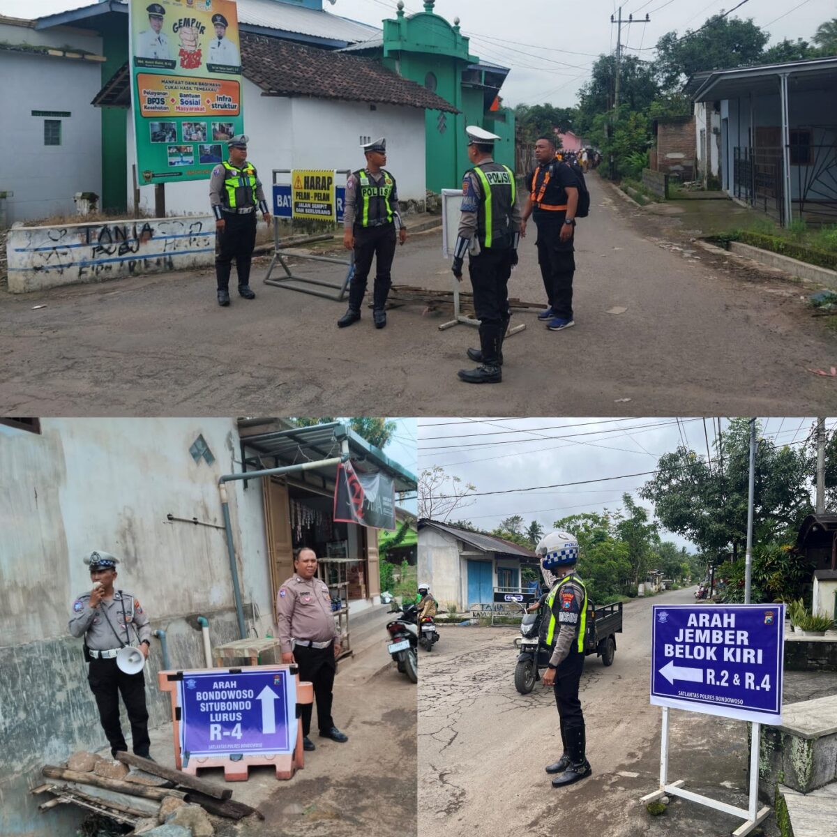 Polres Bondowoso Maksimalkan Pengaturan Lalu Lintas Pascaputusnya Jembatan Sukowiryo.