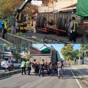 Detik-Detik Truk Gandeng Oleng di Jalan Gajah Mada : Hindari Anak Menyeberang, Nyaris Picu Tragedi