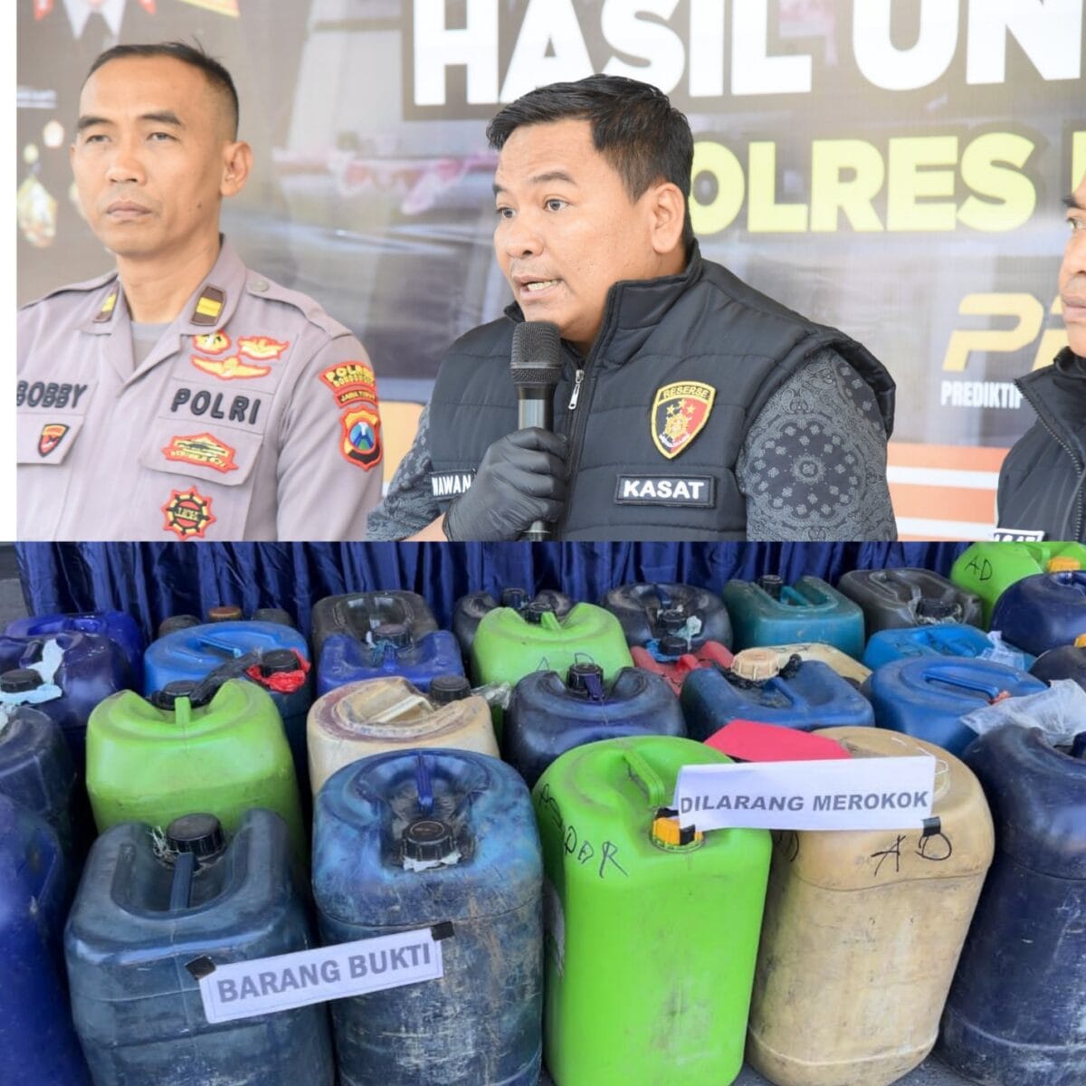 Polres Bondowoso Amankan Dua Tersangka Penimbun 1 Ton BBM Bersubsidi