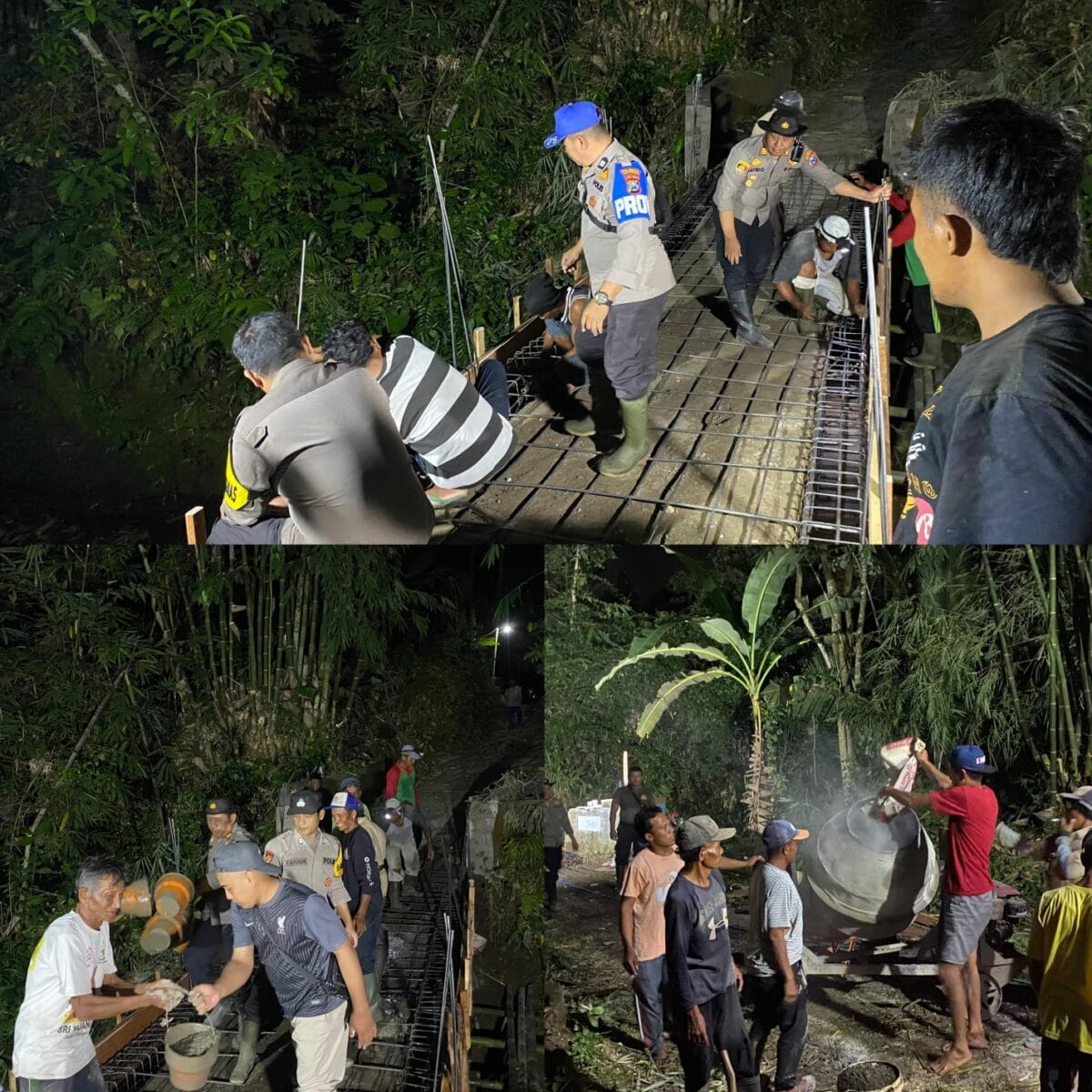 Jembatan Ambles, Polsek Sempu dan Warga Bersatu Bangun Akses Penghubung Desa